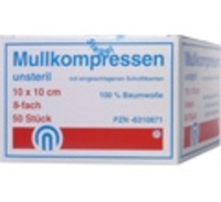 MULLKOMPRESSEN ES 10x10 cm unsteril 8fach