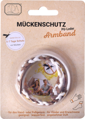 MÜCKENSCHUTZ Armband PU-Leder braun/weiß KDA